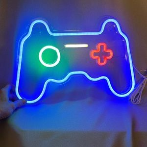 Neon Style Video Game Controller Wall Light USB Plug-In